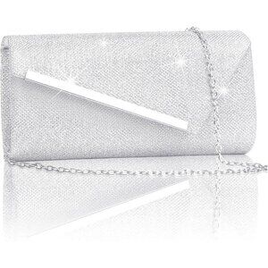 🆕Women Silver Sequin Glitter Evening Bag, Formal Envelope Clutch Purse